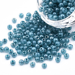 Стально-синий 6/0 бисер имитация нефрита, блеск, окрашенные, круглые, стальной синий, 4x3 мм, отверстие : 1.2 мм, о 450 г / мешок