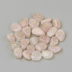 Розовый Кварц Природные и синтетические кабошоны драгоценных камней, резные руны / futhark / futhorc, 19~31x13~24x7~20 мм, 25 шт / комплект