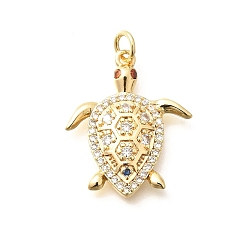 Настоящее золото 18K Латунные микро проложить кубического циркония подвески, черепаховые чары, с целью перехода в кольце, стойки покрытие, долговечный, без свинца и без кадмия, реальный 18 k позолоченный, 23.5x19.5x3.5 мм, отверстие : 3 мм