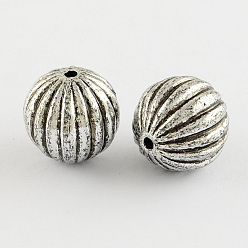 Antique Silver Plated Antique Acrylic Beads, Round, Antique Silver Plated, 10mm, Hole: 2mm, about 430pcs/500g