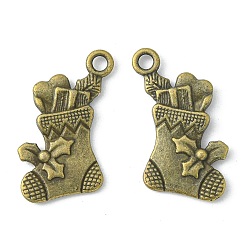 Античная Бронза Подвески из сплава , без кадмия, без никеля и без свинца, рождественский носок, античная бронза, 21x13x3 мм, отверстие : 2 мм