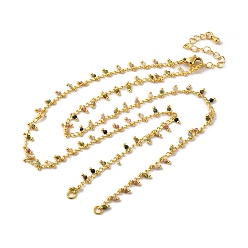 Турмалин Латунь кабель цепи ожерелье изготовление, с натуральным многоцветным турмалином, стойки покрытие, долговечный, реальный 18 k позолоченный, спаянный, 19.49 дюйм (49.5 см)