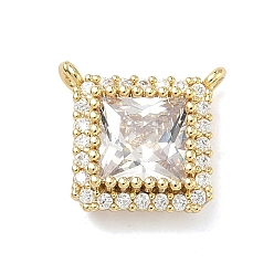 Квадрат Латунные микро проложить кубического циркония подвески, реальный 18 k позолоченный, квадратных амулеты, 14x15.5x6 мм, отверстие : 1.4 мм