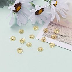 Golden Iron Fancy Bead Caps, Flower, Golden, 10x4mm, Hole: 1mm