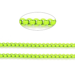 Lime Spray Painted Brass Box Chains, Venetian Chains, with Spool, Unwelded, Lime, 2x2.5x2.5mm
