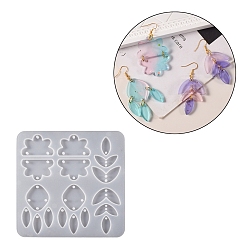Лист Хрустальная капля клей самодельные смоляные зеркала соединенные серьги подвески, ювелирное изделие кулон облако лист кулон силиконовая форма, белые, лист, 129x129x5 мм