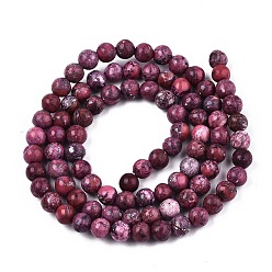 Camellia Natural American Turquoise Beads Strands, Dyed & Heated, Round, Camellia, 4mm, Hole: 0.8mm, about 47~48pcs/strand, 15 inch(38cm)