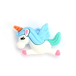 Светло-Голубой Пластиковые подвески из пвх, прелести единорога, Небесно-голубой, 31x44 мм