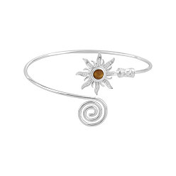 Серебро Регулируемые браслеты-манжеты из синтетического сплава мукаита, солнце, серебряные, внутренний диаметр: 3-3/8 дюйм (8.7 см)