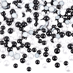 Mixed Color ABS Plastic Imitation Pearl Cabochons, Half Round, Mixed Color, 600pcs/set