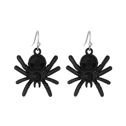 Spider Серьги-подвески из сплава со стразами на Хэллоуин, платина, паук, 37x26 мм