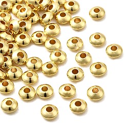 Золотой Латунные бусины, долговечный, стойки покрытие, рондель, золотые, 6x3 мм, отверстие : 2 мм