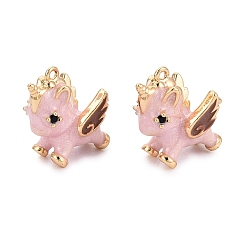 Настоящее золото 18K Латунные микропаве прозрачные подвески с фианитом, прелести единорога, с эмалью, реальный 18 k позолоченный, 13.5~14x13.5x9~9.5 мм, отверстие : 0.9~1 мм