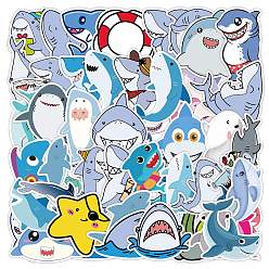 Shark Waterproof Sticker Labels, Self-adhesion, for Suitcase, Skateboard, Refrigerator, Helmet, Mobile Phone Shell, Shark Pattern, 40~80mm