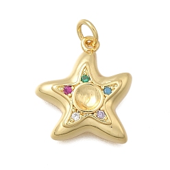 Морская звезда Латунные микро проложить кубического циркония подвески, без кадмия и без свинца, реальный 18 k позолоченный, стойки покрытие, долговечный, с целью перехода в кольце, морская звезда, 18.5x16.5x4.5 мм, отверстие : 3.2 мм