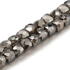 Серый Гальванизируйте прозрачное стекло бисер нитей, граненые, кубические, серые, 5x5x5 мм, отверстие : 1 мм, около 83~84 шт / нитка, 15.43~15.63 дюйм (39.2~39.7 см)