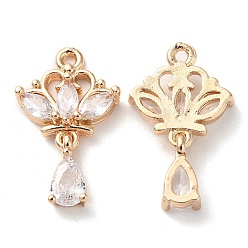 Кристалл K 9 стеклянные подвески, с фурнитурой латунной золотого тона, , кристалл, 20x12.5x3 мм, отверстие : 1.2 мм