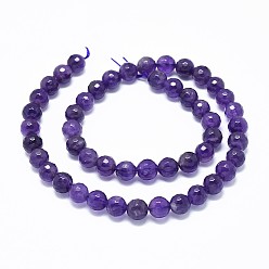 Amethyst Natural Amethyst Beads Strands, Faceted, Round, 8mm, Hole: 0.8mm, about 49~50pcs/strand, 15.7 inch(40cm)