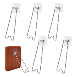 Нержавеющая Сталь Цвет Настольные подставки для фоторамок из нержавеющей стали, с квадратной клейкой лентой, цвет нержавеющей стали, 19.5x6.5x1.8 см