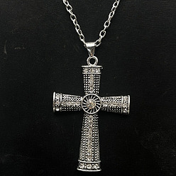 Кристалл Ожерелья с подвеской-крестом из платинового сплава со стразами, кристалл