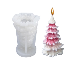 White 3D Christmas Tree DIY Candle Silicone Molds, for Xmas Tree Scented Candle Making, White, 7x6.5x10.8cm, Inner Diameter: 6.1x10cm