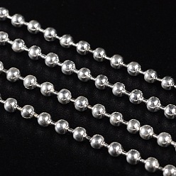 Silver Iron Ball Chains, Soldered, Silver Color Plated, with Spool, Bead: about 2mm in diameter, about 328.08 Feet(100m)/roll