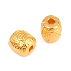Золотой Тибетский стиль сплава баррель бисером, без кадмия и без свинца, золотые, 7x6.5 мм, Отверстие : 2 мм , около 1470 шт / 1000 г