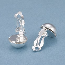 Посеребрённый Латунные серьги с клипсами, 925 серебро покрытием, 19.5x13x14 мм, отверстие : 1.8 мм