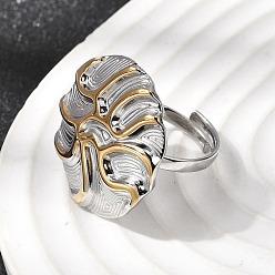 Золотой & Цвет Нержавеющей Стали Ионное покрытие (IP) 304 кольца на палец из нержавеющей стали для женщин, круглые, золотые и нержавеющая сталь цвет, размер США 7 1/4 (17.5 мм)