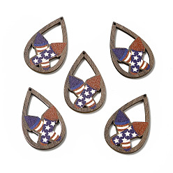 Rocket Односторонние подвески из осины с принтом на тему американского флага, очарование слезы, ракета, 49.5x31x2.5 мм, отверстие : 1.6 мм