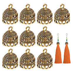 Античное Золото Подвесные крепления из цинкового сплава, кисточка крышка под залог, античное золото , 18.5x15.5x14.5 мм, отверстия : 2 mm и 2.5 мм