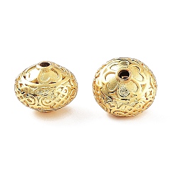 Настоящее золото 18K Стойки обшивки латунные бусины, без кадмия и без свинца, плоский круглый с узлом, реальный 18 k позолоченный, 10x8 мм, отверстие : 1.5 мм