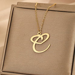 Letter C 304 ожерелья с подвеской в форме сердца из нержавеющей стали для женщин и мужчин, золотые, буква С, 15.75~17.72 дюйм (40~45 см)