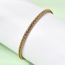 Настоящее золото 18K 304 браслеты из нержавеющей стали с цепочками из пшеницы для женщин, ионное покрытие (ip), долговечный, реальный 18 k позолоченный, 6.50 дюйм (16.5 см), ширина 2.5мм
