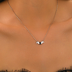 Платина Ожерелья с подвеской в виде летучей мыши в стиле готики для женщин на Хэллоуин из латуни с черными кубическими цирконами, платина, 15.94 дюйм (40.5 см)