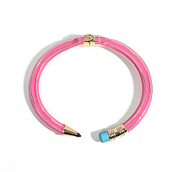 Ярко-Розовый Браслеты-манжеты из сплава с эмалью в виде карандаша, шарнирные браслеты для женщин, cmолой, ярко-розовый, внутренний диаметр: 2-3/8 дюйм (6 см)