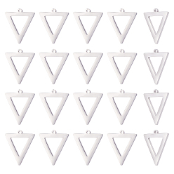 Stainless Steel Color 20Pcs 304 Stainless Steel Pendants, Triangle, Stainless Steel Color, 18x15.5x1.5mm, Hole: 1.2mm