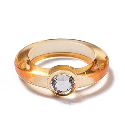 Goldenrod Transparent Acrylic Finger Rings, Goldenrod, US Size 7 1/2(17.7mm)