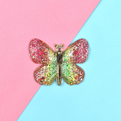 Colorful Opaque Resin Pendant, Butterfly, Colorful, 25x32mm