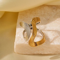 Золотой & Цвет Нержавеющей Стали Регулируемые 304 манжеты из нержавеющей стали для женщин, золотые и нержавеющая сталь цвет, 28 мм, размер США 6 1/2 (16.9 мм)