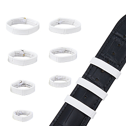 Белый 14шт. 7 стили кожаный ремешок для часов из коровьей кожи, белые, 12~24x4~5 мм, внутренний диаметр: 11~20 мм, 2 шт / стиль