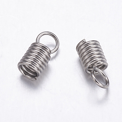 Нержавеющая Сталь Цвет Устойчив к потускнению 304 наконечники шнура из нержавеющей стали, цвет нержавеющей стали, 9.5x4.5 мм, внутренний диаметр: 3 мм, отверстие : 3 мм