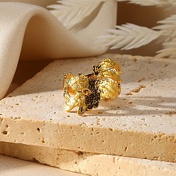 Самородки 304 открытые манжеты из нержавеющей стали для женщин, реальный 18 k позолоченный, самородки, 19.5 мм, размер США 7 1/4 (17.5 мм)