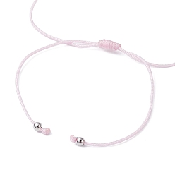 Pink Natural Dyed White Jade Braided Bead Bracelets, Adjustable Heart Alloy Link Bracelets for Women, Pink, Inner Diameter: 3/4~3-3/8 inch(8.5cm)