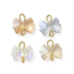 Золотой 4 шт. 4 цвета гальванизированные стеклянные подвески-бантики, с 304 двойными петлями из нержавеющей стали, разноцветные, золотые, 11x10x3.5 мм, отверстия : 1.8 mm и 3.4 мм, 1 шт / цвет