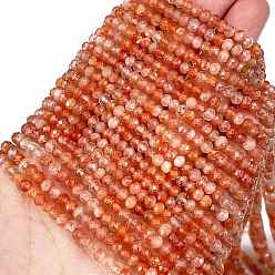 Солнечный Камень Натуральный Sunstone бисер пряди, граненые, рондель, 4x3 мм, отверстие : 0.7 мм, около 132 шт / нитка, 15.35 дюйм (39 см)