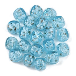 Темно-Голубой Бусины ручной работы бусины золотого песка, cloumn, глубокое синее небо, 12x11 мм, отверстие : 1.6~1.8 мм