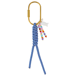 Разноцветный Подвесные украшения из плетеного полиэфирного шнура и окрашенных натуральных ракушек в форме ронделей, с латунными винтовыми застежками и натуральным жемчугом, золотые, красочный, 190 мм