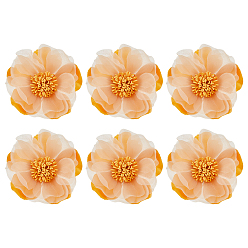 Оранжевый 6 шт. цветочные тканевые броши для рюкзака, одежды, свадебной вечеринки, оранжевые, 95~100x29 мм