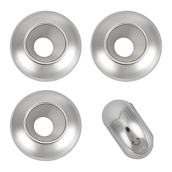 Платина 4шт. 925 бусины-разделители из стерлингового серебра, диск, 1Замшевая ткань из ПК, квадратная салфетка для полировки серебра, платина, 7x3.5 мм, отверстие : 1.2 мм